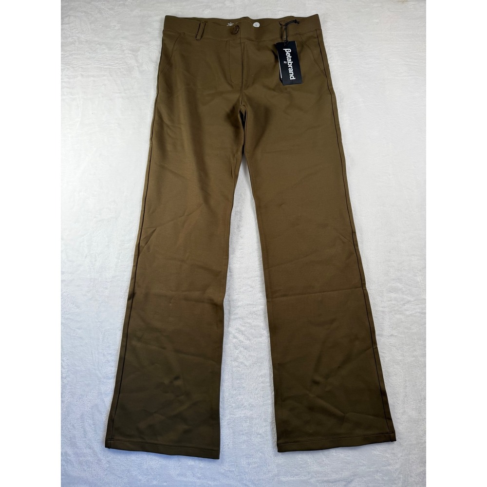 Betabrand Dress Pant Yoga Pants Bootcut Olive Brown W0104-FAW Large NEW